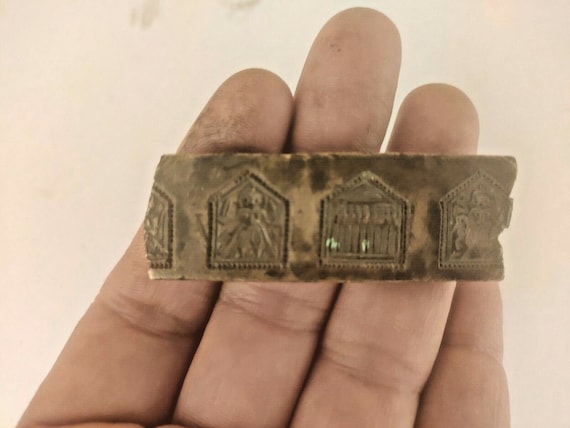 Vintage Indian Bronze Metal Jewelry Making Tool, Unique Shaped Mould, Traditional Craft Stamp Dye, Antique Design, Handcrafted