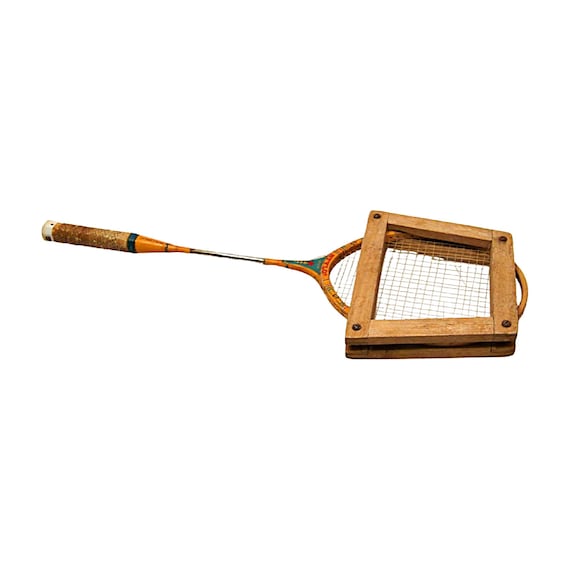 Vintage Tennis or Badminton Racket with Wooden Guard Classic Sports Collectible for Enthusiasts, Retro Decor Display, Perfect for Collectors