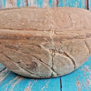 Heavy Carved Stone Bowl Pot, Vintage Fresh Flower Keeping, Garden Planter, Handmade  Rustic Decor, Unique Artisan Gift, Durable
