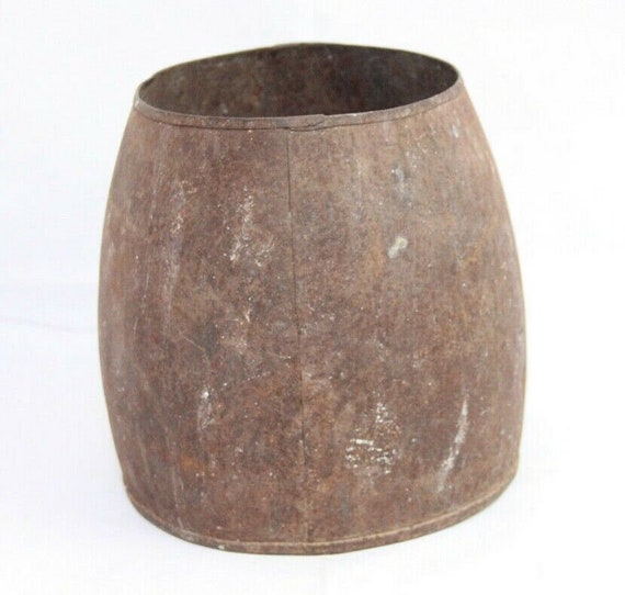 Vintage Hand-Forged Iron Grain Measure Pot, Rustic Farmhouse Decor Kitchen Collectible, Old-World Crafted Paili, Unique Countryside Home Art