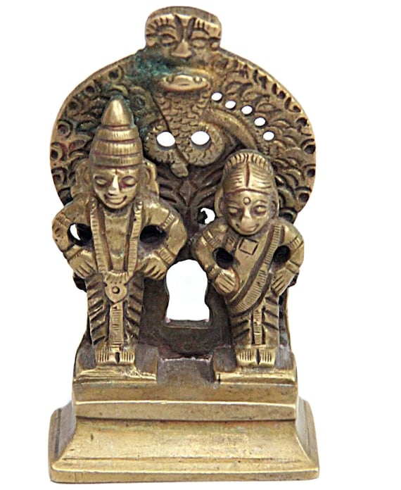 Brass Vitthal-Rukmini Idol Figurine – Rare Vintage Handmade Temple Statue for Home Decor Hindu Divine Couple Sculpture Spiritual Collectible
