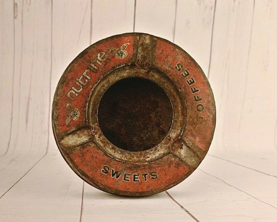 Rare Vintage Handcrafted Tin Ashtray, Indian Painted Iron Art, Unique Old Ash Trays, Retro Home Decor Collectible, Antique Smoking Accessory