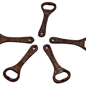 Vintage Cast Iron Bottle Opener Set: Rustic Bar Accessory from India