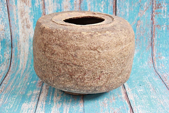 Rare Vintage Hand Crafted Tribal Paper Mache Pot – Unique Large Grain Bowl | Ethnic Old Collectible Decor | Retro Antique Folk Art Craft B12