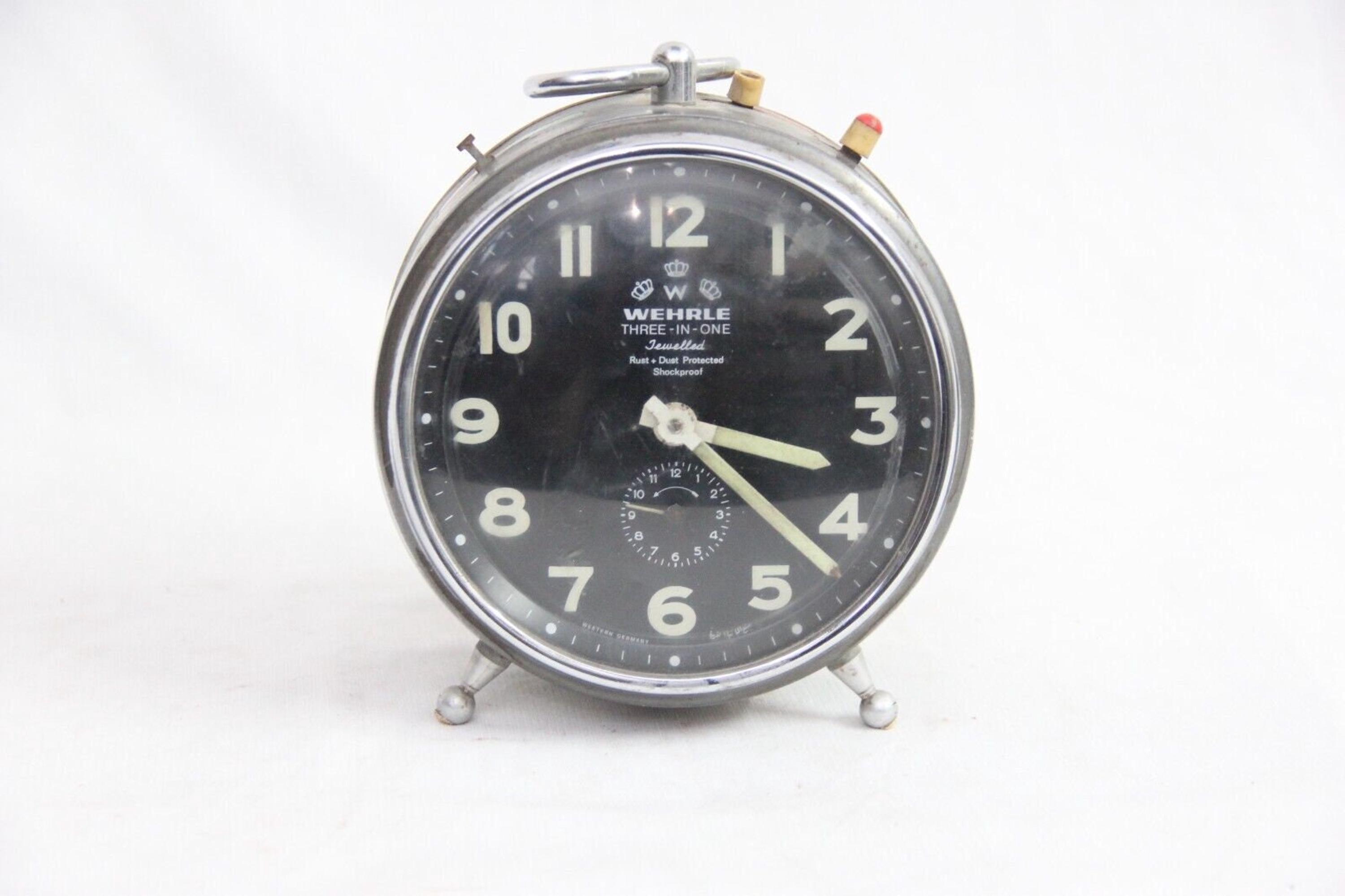 1950s Wehrle Extra Large Twin Bell Alarm Clock, West Germany Retro
