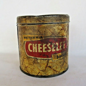 Vintage Britannia Cheeselet Biscuit Tin: Rare ESH India Litho Advertising