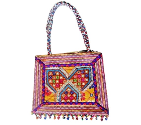 Gypsy Boho Bag Tribal Banjara Embroidery with Tibetan Influence, Unique Rare Handmade Indian Ethnic Purse for Boho Chic Style Enthusiasts T1