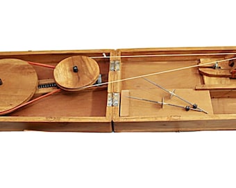 Reviving Gandhi's Legacy the Wooden Box Charkha - Traditional Spinning Wheel With Sliding Box and 2 Extra Spindles and Puni
