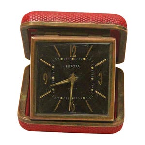Old Vintage Europa 2 Jewels German Folding Travel Pocket Alarm Clock Working Condition Classic Timepiece for Retro Enthusiasts & Collectors