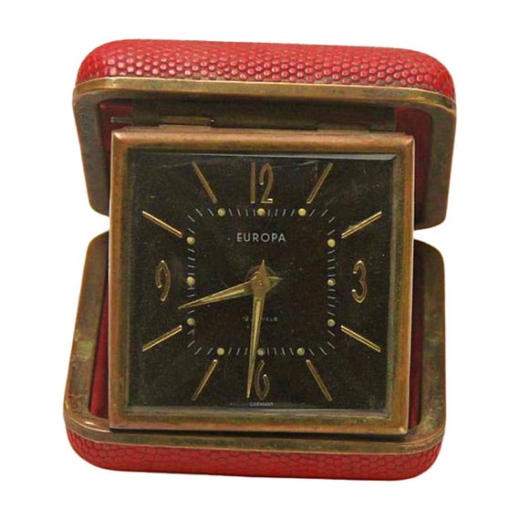 Old Vintage Europa 2 Jewels German Folding Travel Pocket Alarm Clock Working Condition Classic Timepiece for Retro Enthusiasts & Collectors