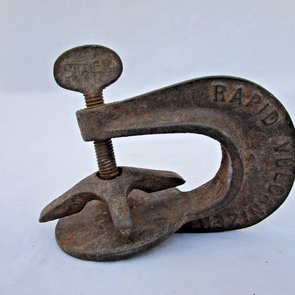 Vintage SHALER Made in U.S.A. Iron Hand Clamp Tire Repair -RAPID VULCANIZER