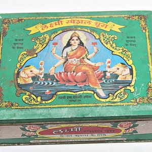 Vintage Laxmi Litho Tin Box: Rare Advertising Collectible