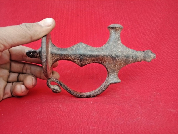 Old Vintage Hand Forged Guard Sword Hilt Handle Antique Weapon Sword Part Blacksmith Crafted Unique Historical Artifact Rare Find Collection