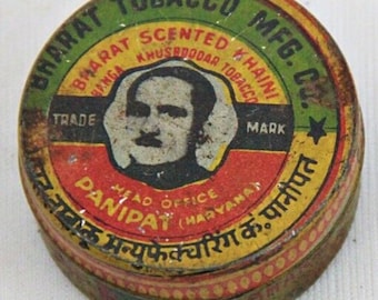 Vintage Bharat Scented Khaini Tin: Tobacco Snuff Collectible