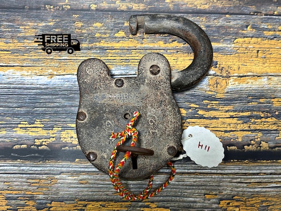 Vintage Hand Crafted Iron Habibs 6 Lever Padlock with Single Key Collectible H11