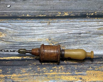Vintage Archimedes Spiral Hand Drill: Antique Woodworking Tool