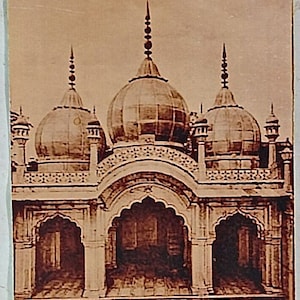Carte postale vintage du fort de Delhi - oeuvre d'art historique imprimée à Londres, objet de collection antique et cadeau unique pour les amateurs d'histoire, décoration murale intemporelle