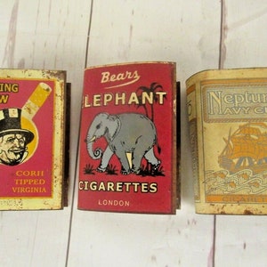 Vintage Rare Hand Crafted Cigarette Tin Match Box Cover Retro Advertising Collection Antique Smokers Memorabilia Unique Tobacciana Gift