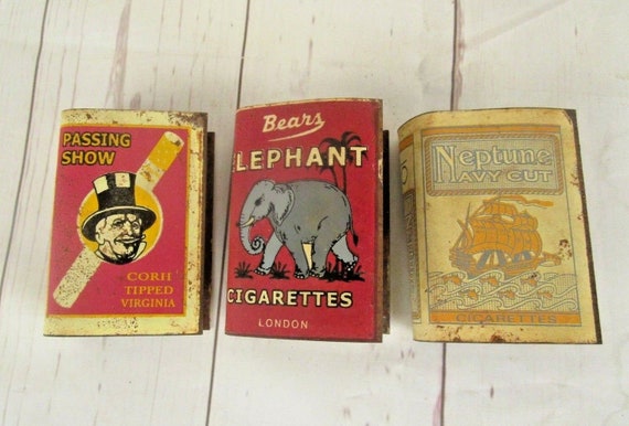 Vintage Rare Hand Crafted Cigarette Tin Match Box Cover Retro Advertising Collection Antique Smokers Memorabilia Unique Tobacciana Gift