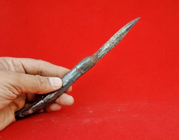 Vintage Old Iron Blade Knife Pocket Folding Safety Knife Made in Germany Unique Gift for Collectors Camping Hiking Utility Tool