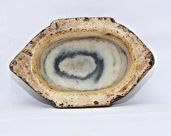 Agate stone mortar vintage boat spice grinder bowl