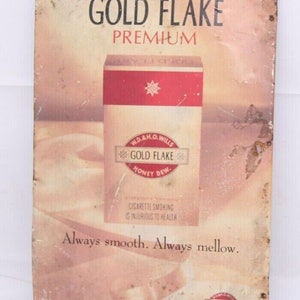Vintage Gold Flake Cigarettes Tin Sign: Retro Tobacco Ad Litho