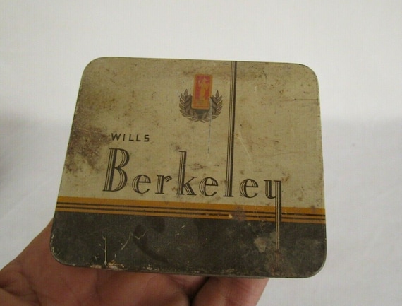 Old Vintage Wills's Berkeley Cigarettes Metal Tin Box Case Bristol London Collectible Decor Retro Memorabilia Unique Storage Container
