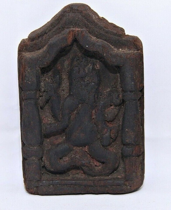 Vintage Lord Ganesha Hand Carved Wooden Statue with Rich Patina Unique Indian Art, Antique Hindu Deity Figurine, Stunning Detail Collectible
