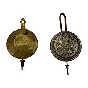 Vintage Brass & Iron Clock Pendulum: Antique Horology Steampunk Decor