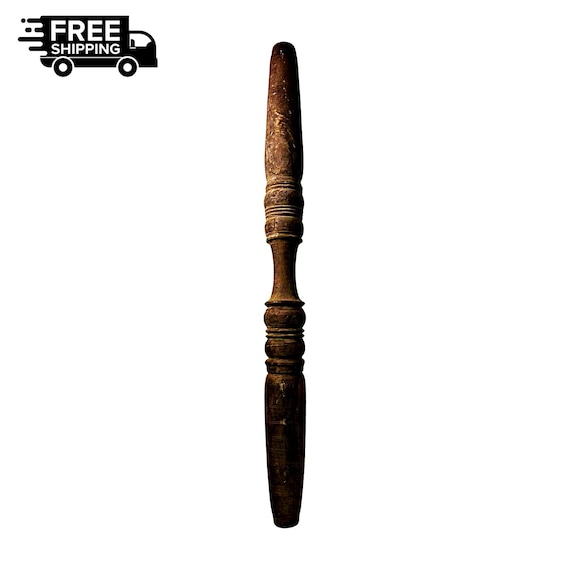 33-Inch Long Vintage Hand-Carved Wooden Pestle Grinder – Rare Indian Collectible | Traditional Spice and Herb Crusher | Rustic Kitchen Decor