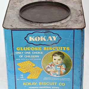 Boîte à biscuits Kokay vintage : rangement de cuisine rétro, objet de collection nostalgique