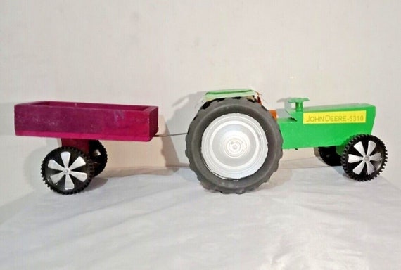 Rare Handmade Wooden Tractor Trolley Model– Rustic Farmhouse Decor Showpiece, Indian Collectible Big Tractor Toy, Unique Gift for Collectors