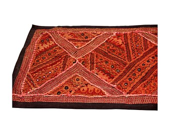 Ancienne tapisserie indienne bohème tsigane brodée patchwork Ae
