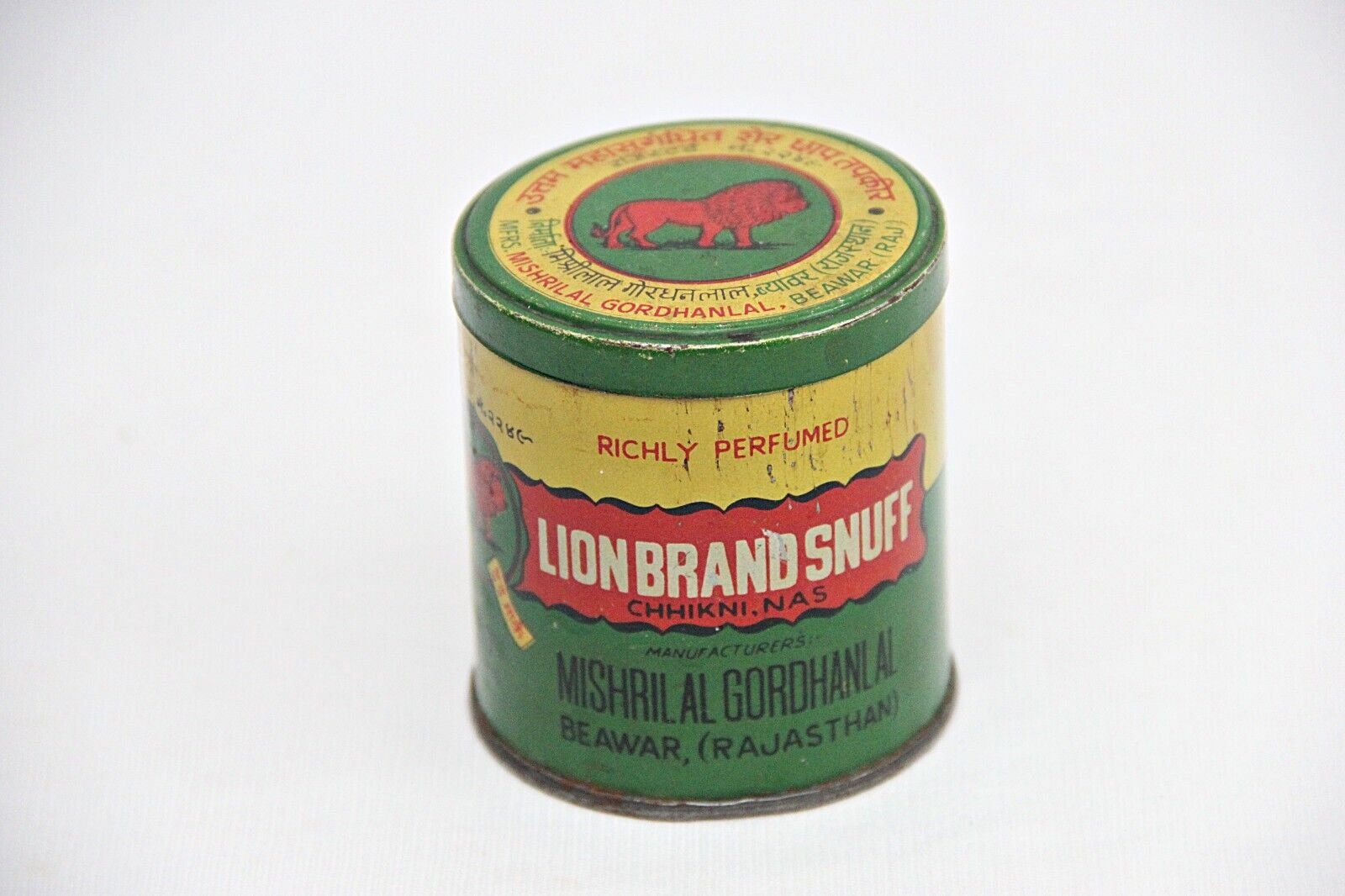 Vintage Lion Brand Snuff Chhikni NAS Tin Box– Richly