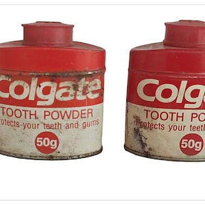 Vintage Colgate Tooth Powder Tin Set: 1998-99 Sealed Litho Print Collectible