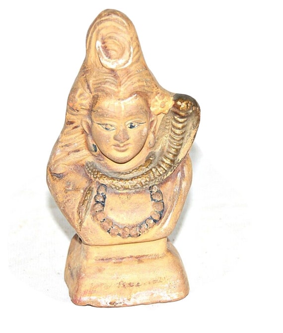 Vintage Lord Shiva Statue – 6.5" Handmade Clay Sculpture, Mitti Cool Earthenware, Unique Religious Collectible for Home Altars & Devotees 02