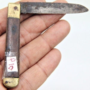 Charming Vintage Folding Pocket Knife Iron Blade with Wood and Brass Handle Unique Collectible Perfect Gift for Outdoor Enthusiasts P10