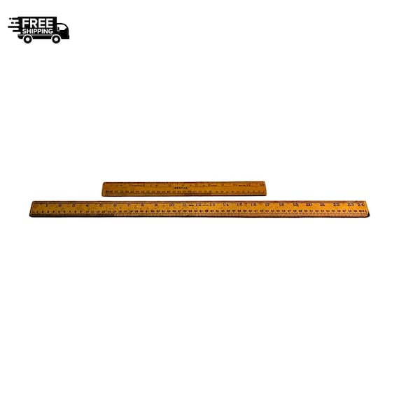 12 & 24 Inch Long Vintage Wooden Ruler Scale Measuring Tool for Architects, Engineers and Tailors Retro Decor Collectible Rare Craftsmanship