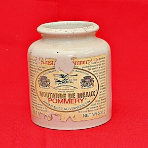 Rare Vintage French Stoneware Moutarde De Meaux Pommery Mustard Jar Crock | Rustic Kitchen Decor Unique Empty Collectible Ceramic Container