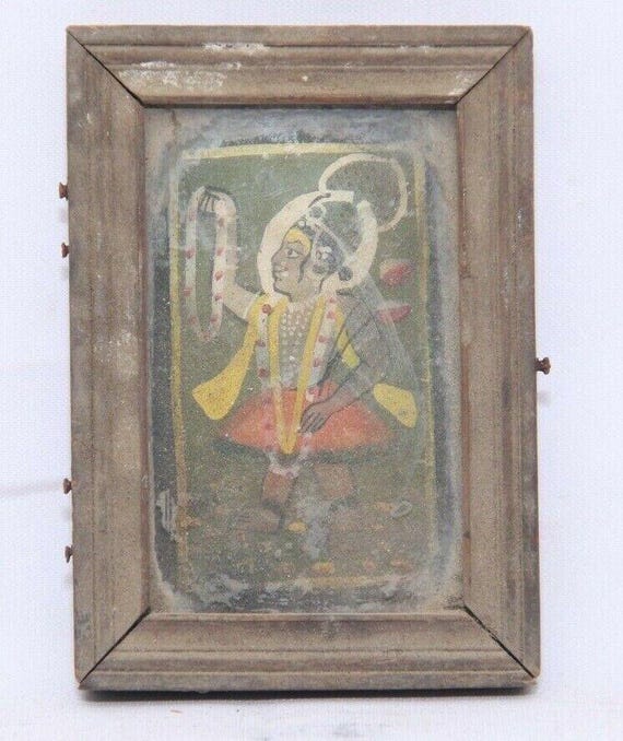 Antique Hand Crafted Lord Krishna as Shrinath Ji Painting Art for Spiritual Home and Wall Decor | Framed Vintage Religious Decor Collectible