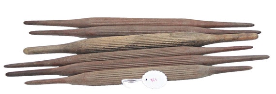 Vintage Wooden Papadum Rolling Pin Set Rustic Kitchen Baking Tools, Handcrafted Wood Pastry Rollers, Antique Traditional Cookware