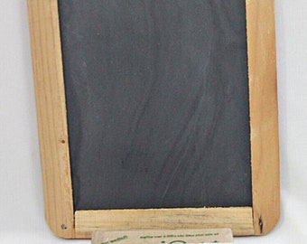 Hand Crafted Wooden Frame Slate Board with Slate Pencil: Vintage Educational Tool