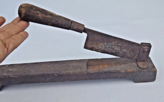Rare Vintage Handmade Vegetable and  Meat Knife with Fixed Board – Rustic Kitchen Tool for Chopping & Slicing | Antique Cooking Collectible