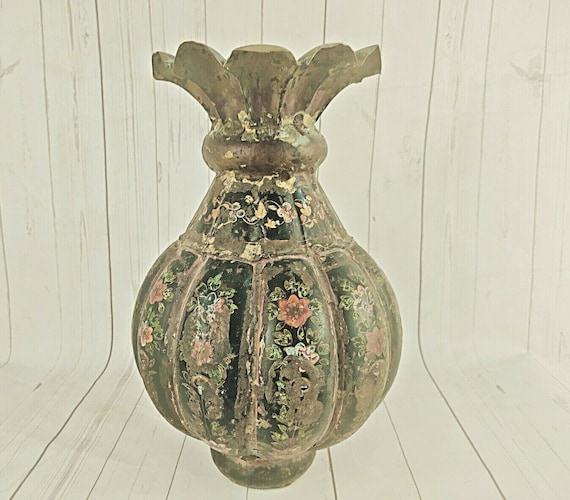 Handcrafted Large Vintage Iron & Brass Vase Painted Antique Indian Collectible Unique Classic Home Decor Timeless Artisanal Decorative Piece
