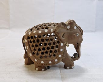手作り木製象の置物、インド風装飾、高さ4インチ - Etsy 日本