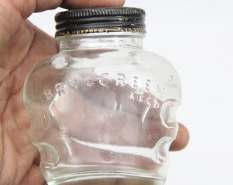 Vintage 1950s Brylcreem Glass Bottle: Barber Shop Retro Decor