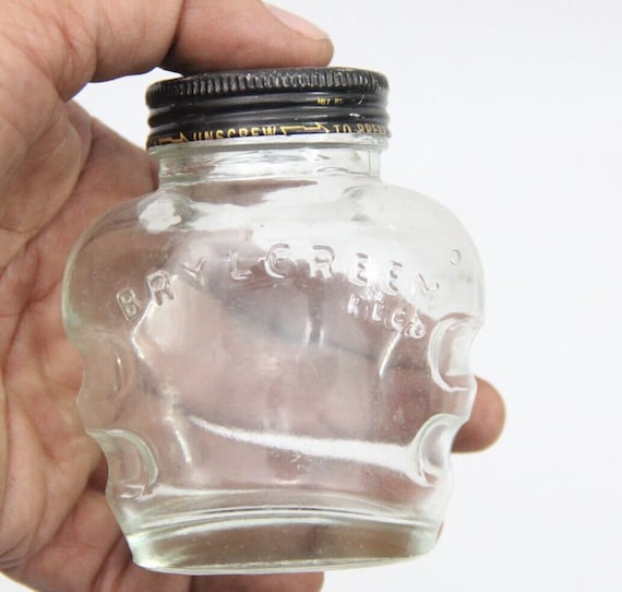 Original Vintage 1950s Brylcreem Hair Dressing Cream Glass Bottle Iconic Barber Shop Collectible Regd Dsgn 71765 Retro Décor for Enthusiasts