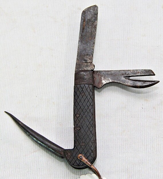 Rare Vintage Naval Knife Multi-Tool Folding Knife - Unique Forged Iron Collectible for Outdoor Lovers, Excellent Gift for Knife Enthusiasts
