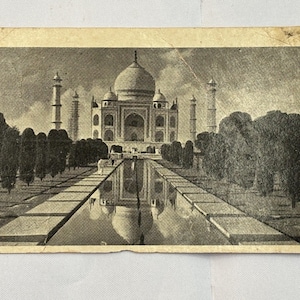 Seltene Vintage Postkarte des Taj Mahal Agra - Kultiges Vorderansicht-Sammlerstück, antike Architektur-Postkarte, zeitloses Reise-Erinnerungsstück