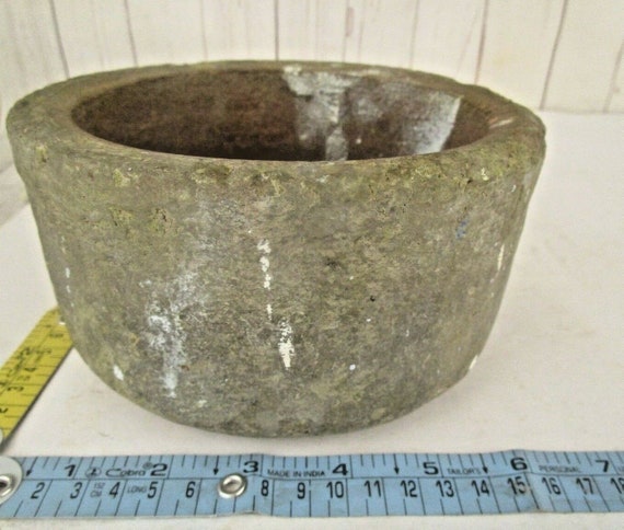 Vintage 1930s Handmade Stone Kitchen Bowl, Collectible Solid Stone Pot, Antique Round Bowl, Rustic Vintage Home Decor